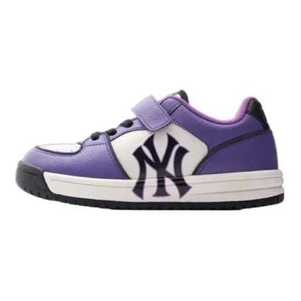 MLB Chunky Liner Abrasion Resistant Breathable Low top Kids' Skateboarding Shoes Purple Black White Teenagers purple black white