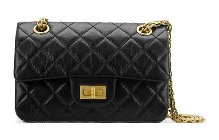 Женская кожаная мини-сумка Chanel 2.55, черно-золотая