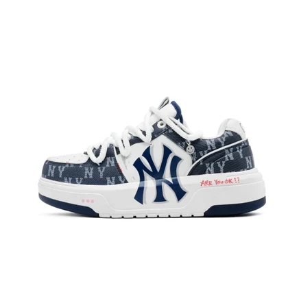 MLB Chunky Liner Anti Slip Wear Resistant Low Top Skateboard Shoes Unisex Blue White синий белый