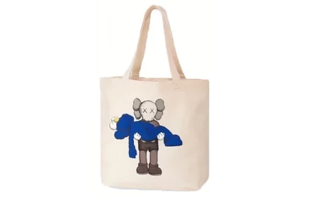 Сумка-шопер Uniqlo Kaws из хлопка, синяя