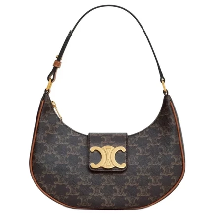 Женская сумка Celine Ava, канвас и кожа, коричневая