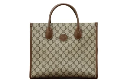 Унисекс сумка Gucci из канваса и кожи, коричневая