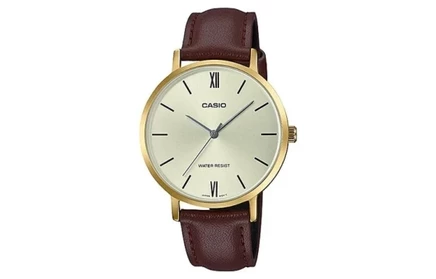 Женские часы Casio LTP-VT01GL-9B, золото-коричневые