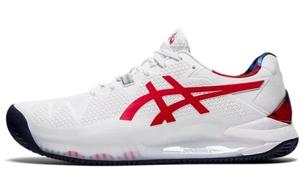 Asics Gel Resolution 8 Clay L.E. Low Top Running Shoes Men's White Red default