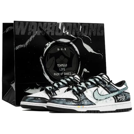 Мужские кроссовки Nike Dunk, черно-бело-зеленые