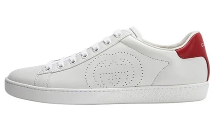 Женские кеды Gucci Ace «Interlocking G», белые с красным