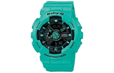 Женские часы Casio BABY-G BA-111-3A, зеленый ремешок