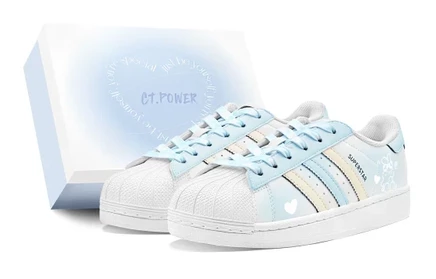 Женские кеды Adidas Originals Superstar 2, бело-сине-желтые