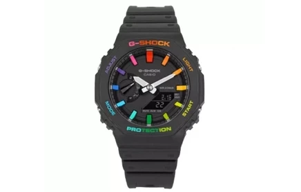 Мужские часы Casio, черные, радужный циферблат