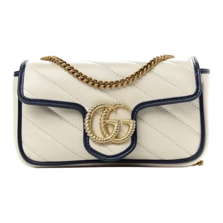Женская мини-сумка Gucci GG Marmont, бело-синяя