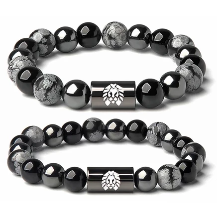 Унисекс-браслет Rastaclat «Лев» из черного агата