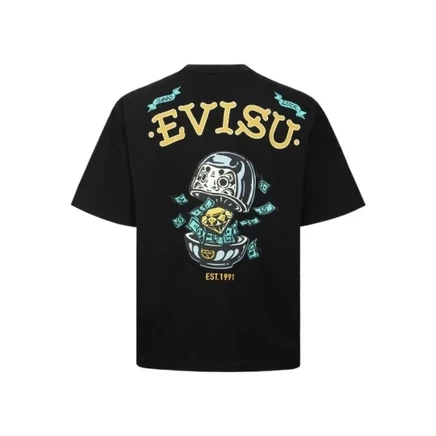 Футболка Evisu Diamond Daruma из хлопка, черная