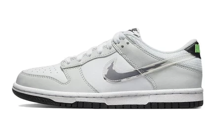 Кеды для девочек Nike Dunk Low Glitch Swoosh, бело-серые