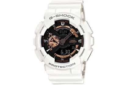 Мужские часы Casio GA-110RG-7A, черные, белый ремешок