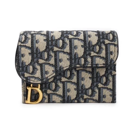 Женский картхолдер Dior Saddle, джинсово-синий
