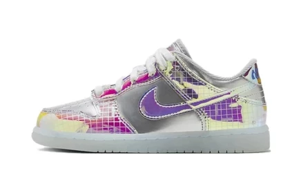 Кеды для девочек Nike Dunk Low, серебристые/белые/синие