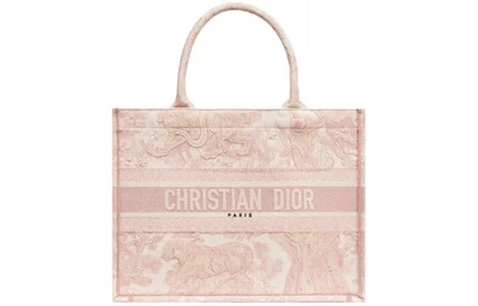 Женская сумка Dior Book Tote, средняя, экрю и розовая
