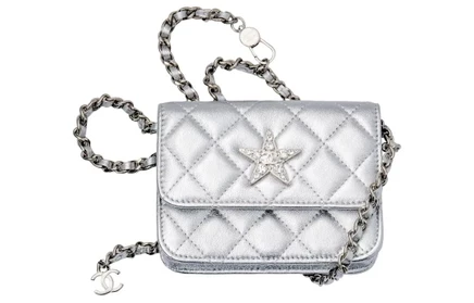Женская сумка Chanel из овчины, серебристая