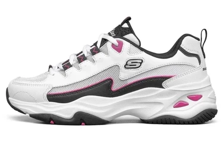 Женские кроссовки Skechers D'Lites, бело-чёрно-розовые