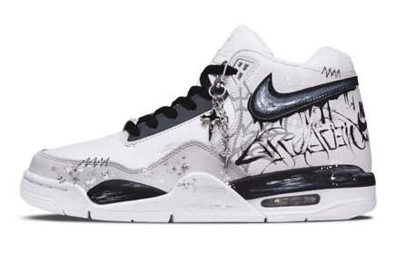 Nike Flight Legacy Thorn Bush Abrasion Resistant Abrasion Resistant Mid top Vintage Basketball Shoes Men's black white gray