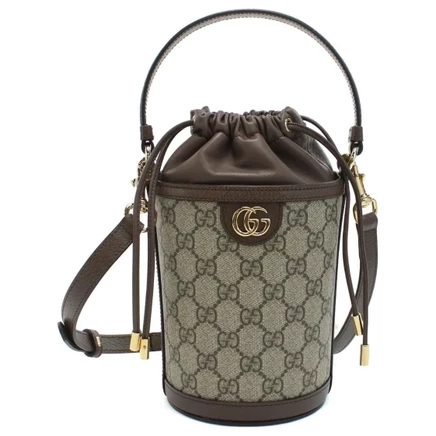 Женская мини-сумка Gucci Ophidia из канваса, коричневая