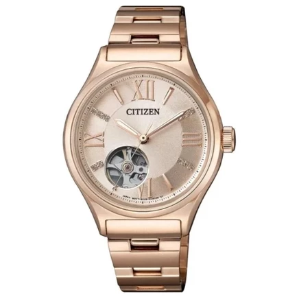 Женские механические часы Citizen, золотой циферблат