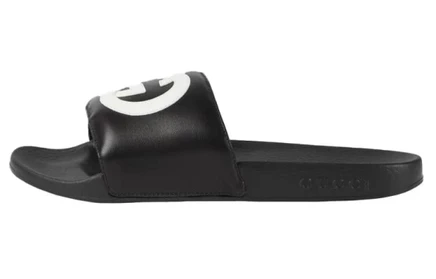 Женские шлепанцы Gucci Interlocking G, черно-белые