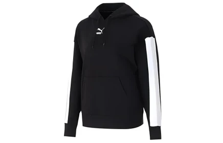 PUMA Sweatshirts Women's Black Hooded Moderate Regular черный