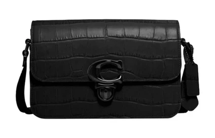 Женская сумка Coach Studio, под крокодила, черная