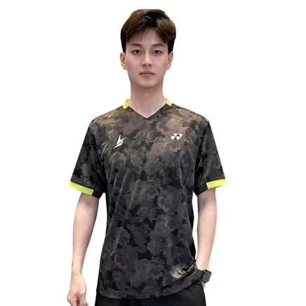 Мужская футболка Yonex с V-образным вырезом, черная