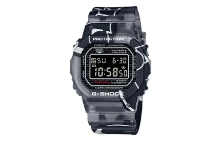 Мужские часы Casio DW-5000SS-1PR, черные, серое граффити