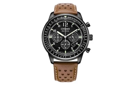 Мужские часы Citizen Eco-Drive с кожаным ремешком, черные
