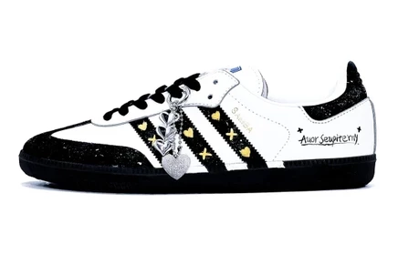 Кеды унисекс Adidas Samba OG, черно-бело-золотые