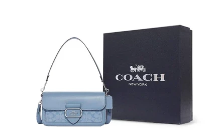 Женская сумка Coach Morgan из кожи и текстиля, голубая