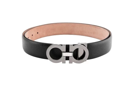 Мужской ремень Salvatore Ferragamo, кожаный, черный, 3,5 см