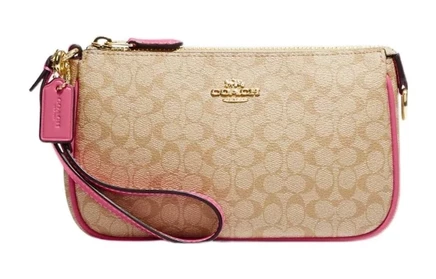Женский клатч Coach Nolita, хаки и розовый