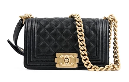 Женская сумка через плечо Chanel LeBoy из тиснёной кожи, черная