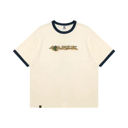 Мужская футболка Aape с круглым вырезом, бежевая