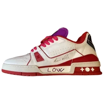 Кроссовки Louis Vuitton Trainer, бело-красно-фиолетовые