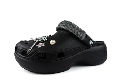 【定制鞋】Crocs卡骆驰 Classic Platform Clog 经典云朵 心动信号 爱意满满 少女 减龄 日常休闲 EVA 洞洞鞋 女 黑 черный