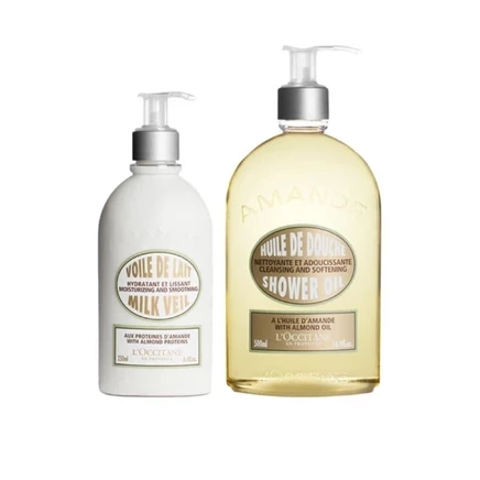 Женский набор L'Occitane: масло и скраб для тела