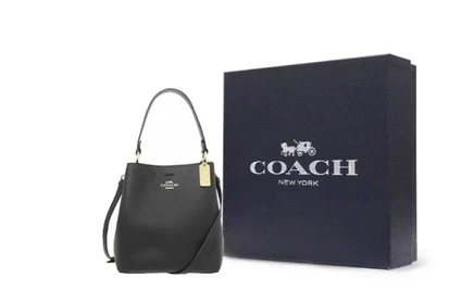Женская сумка Coach Town, кожаная, черная