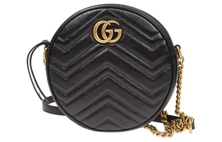 Женская кожаная мини-сумка Gucci GG Marmont, черная