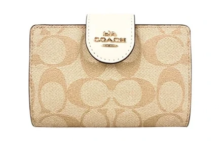 Женский кошелек Coach из кожи, коричнево-белый