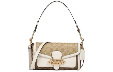 Женская сумка Coach Jade, холщовая, бело-бежевая