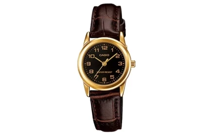 Женские часы Casio LTP-V001GL-1B, коричневый ремешок