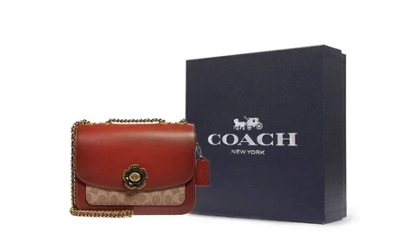 Женская сумка Coach Madison, коричнево-желто-красная