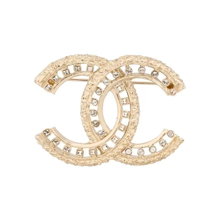 Женская брошь Chanel, золотисто-серебристая