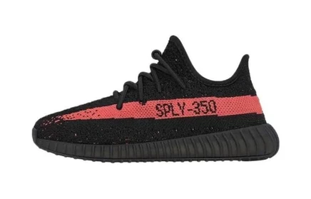 Детские кеды Adidas Yeezy Boost 350 V2, черные с красным