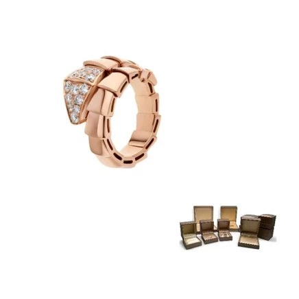 Кольцо Bvlgari Serpenti, розовое золото, бриллианты